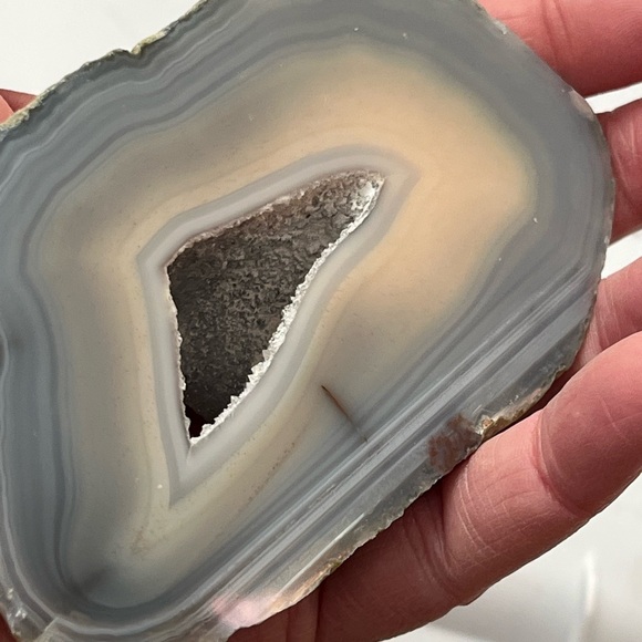 Natural Banded Agate Geode Slice - Picture 9 of 15
